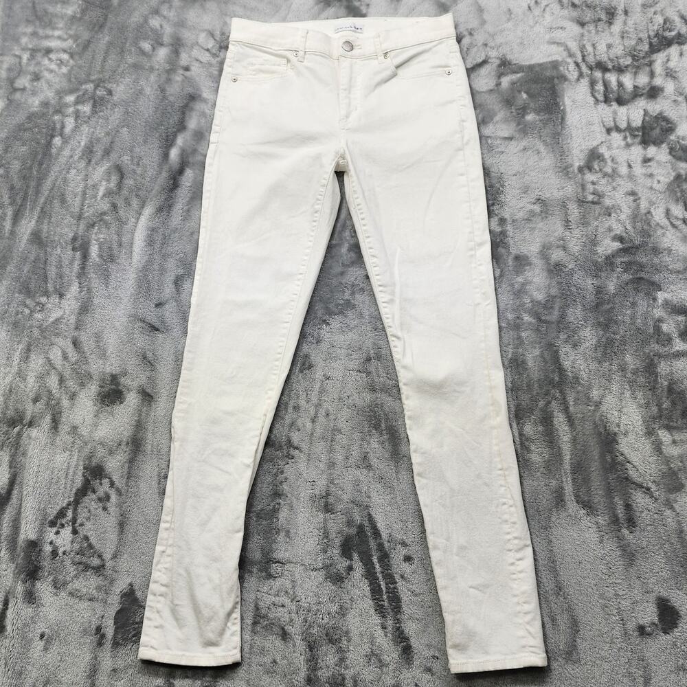 Ann Taylor Loft Jeans Womens 27/4 White Mid Rise Skinny Leg Stretch Denim Casual